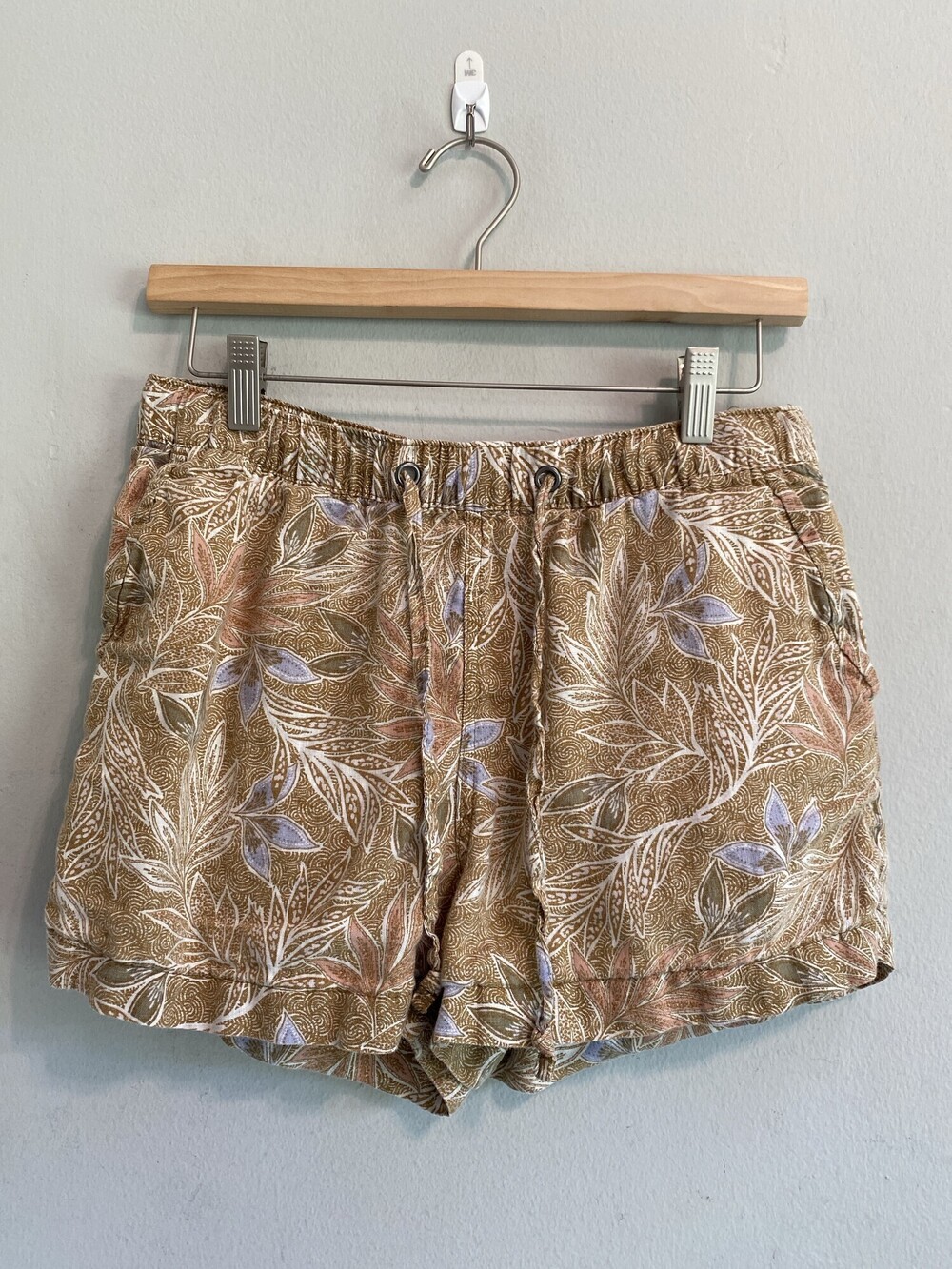Cynthia Rowley Linen Botanical Print Drawstring Shorts S